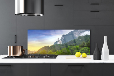 Painel cozinha Castelo na paisagem florestal das montanhas