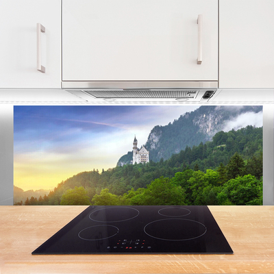 Painel cozinha Castelo na paisagem florestal das montanhas