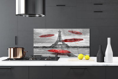 Painel vidro cozinha Guarda-chuva da Torre Eiffel em Paris