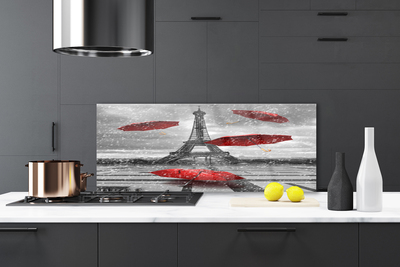 Painel vidro cozinha Guarda-chuva da Torre Eiffel em Paris
