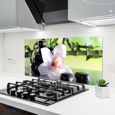 Painel vidro cozinha Pedras de orquídea Bambu