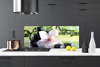 Painel vidro cozinha Pedras de orquídea Bambu