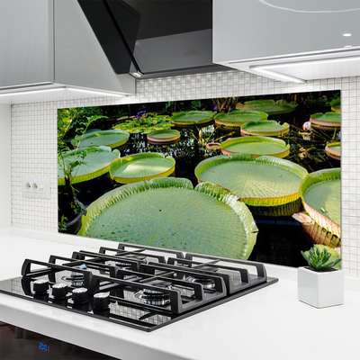 Painel vidro cozinha Folhas Lago Natureza