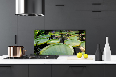Painel vidro cozinha Folhas Lago Natureza
