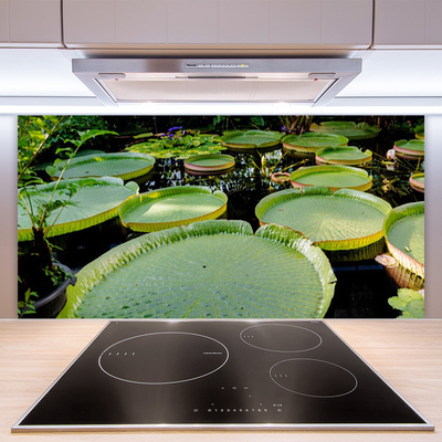 Painel vidro cozinha Folhas Lago Natureza