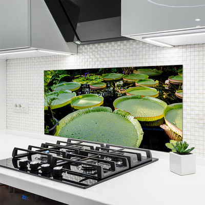 Painel vidro cozinha Folhas Lago Natureza