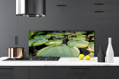 Painel vidro cozinha Folhas Lago Natureza