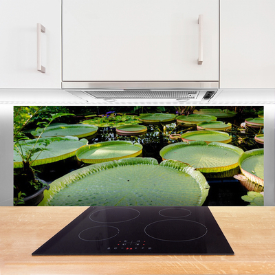 Painel vidro cozinha Folhas Lago Natureza