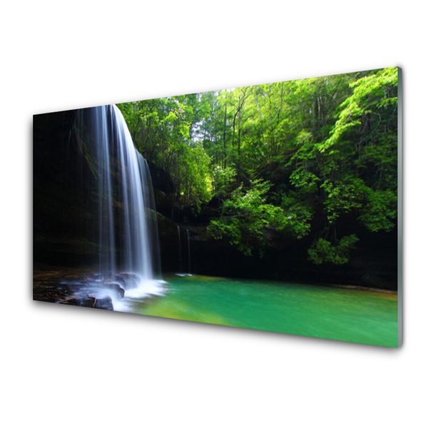 Painel vidro cozinha Cachoeira Natureza Floresta Lago