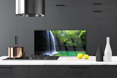 Painel vidro cozinha Cachoeira Natureza Floresta Lago