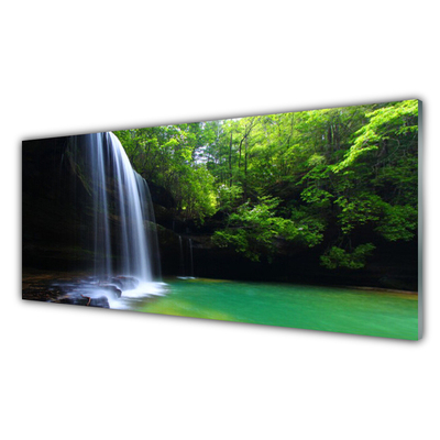 Painel vidro cozinha Cachoeira Natureza Floresta Lago