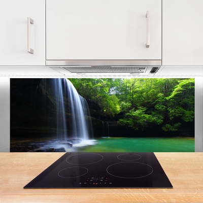Painel vidro cozinha Cachoeira Natureza Floresta Lago