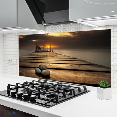 Painel vidro cozinha Pôr do sol no Sea Pier