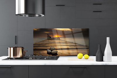 Painel vidro cozinha Pôr do sol no Sea Pier