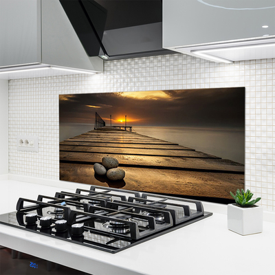 Painel vidro cozinha Pôr do sol no Sea Pier