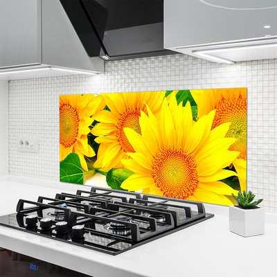 Painel vidro cozinha Natureza da Flor do Girassol