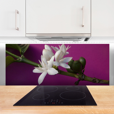 Painel vidro cozinha Flores Brotos Natureza Planta