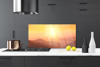 Painel vidro cozinha Paisagem das Montanhas do Sol