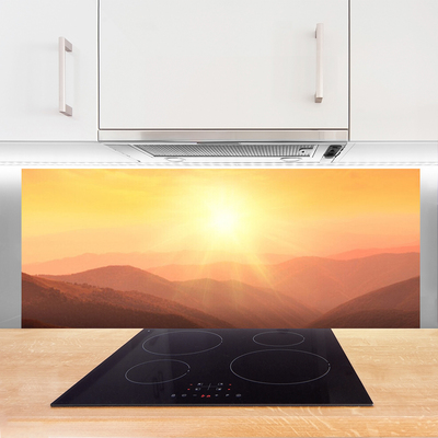 Painel vidro cozinha Paisagem das Montanhas do Sol