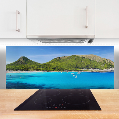 Painel vidro cozinha Paisagem de montanhas e mar