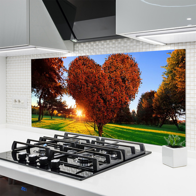 Painel vidro cozinha Árvore Coração Natureza