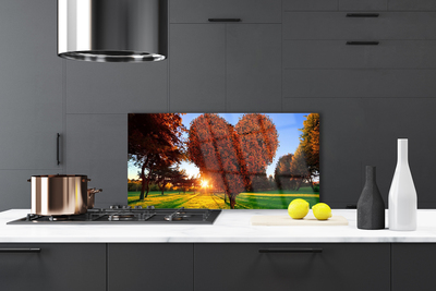 Painel vidro cozinha Árvore Coração Natureza