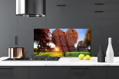 Painel vidro cozinha Árvore Coração Natureza