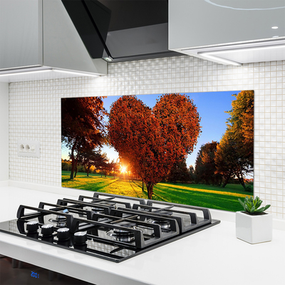 Painel vidro cozinha Árvore Coração Natureza