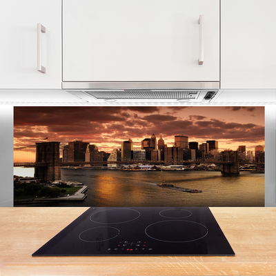 Painel vidro cozinha Ponte do Brooklyn