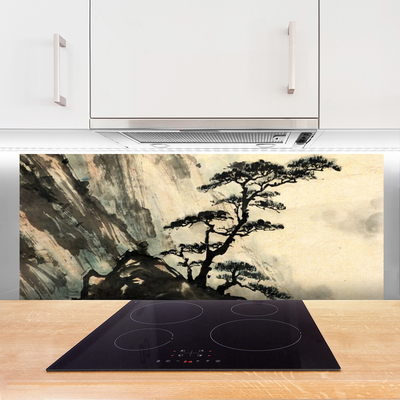 Painel vidro cozinha Arte em Árvore Pintada