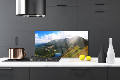 Painel vidro cozinha Paisagem de prados de montanhas