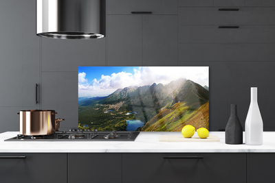 Painel vidro cozinha Paisagem de prados de montanhas