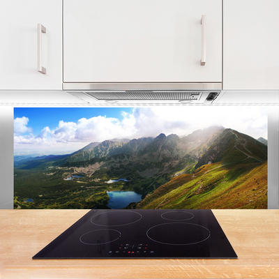 Painel vidro cozinha Paisagem de prados de montanhas
