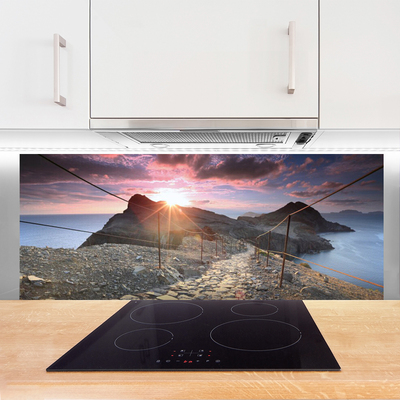 Painel vidro cozinha Caminho das Montanhas Penhasco Oeste