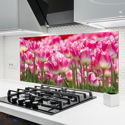 Painel vidro cozinha Tulipas Flores Natureza