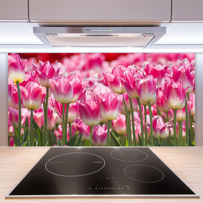 Painel vidro cozinha Tulipas Flores Natureza