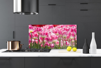 Painel vidro cozinha Tulipas Flores Natureza