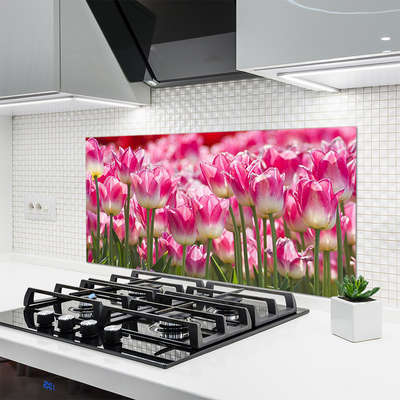 Painel vidro cozinha Tulipas Flores Natureza