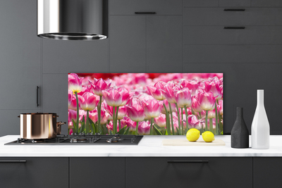 Painel vidro cozinha Tulipas Flores Natureza