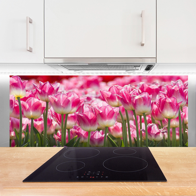 Painel vidro cozinha Tulipas Flores Natureza