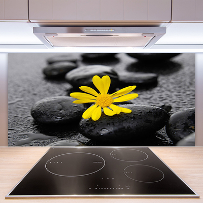 Painel vidro cozinha Spa Flor Amarela Natureza