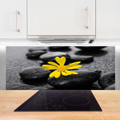 Painel vidro cozinha Spa Flor Amarela Natureza