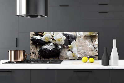 Painel vidro cozinha Flores Frutas Galho