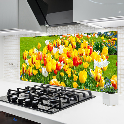 Painel vidro cozinha Tulipas Flores Natureza