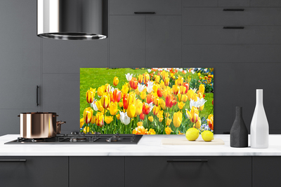 Painel vidro cozinha Tulipas Flores Natureza