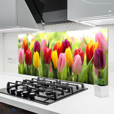 Painel vidro cozinha Tulipas Flores Natureza