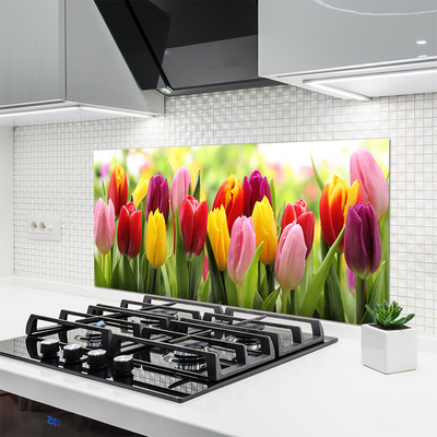 Painel vidro cozinha Tulipas Flores Natureza