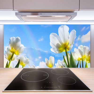 Painel vidro cozinha Plantas Flores Tulipas