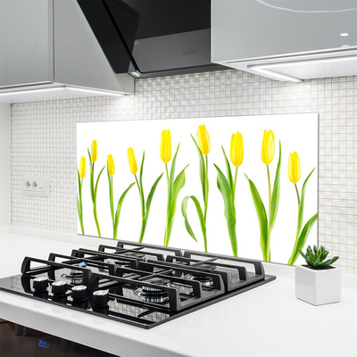 Painel vidro cozinha Flores de tulipas amarelas