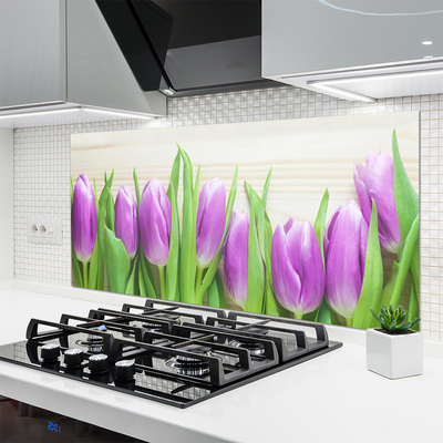 Painel vidro cozinha Tulipas Flores Natureza